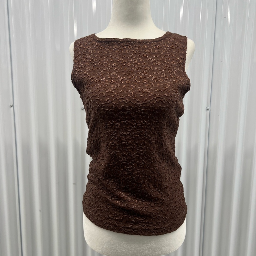 💥$11 - Vintage Jessica Brown Textured Sleeveless Top (Made in Canada, Size M)